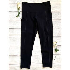 Tuff Athletics High Waisted Black Side Pockets Legging